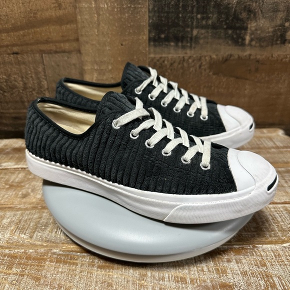 Converse Jack Purcell Low Corduroy Sneakers Men’s 6.5 Women’s 8 Black White - Picture 1 of 8